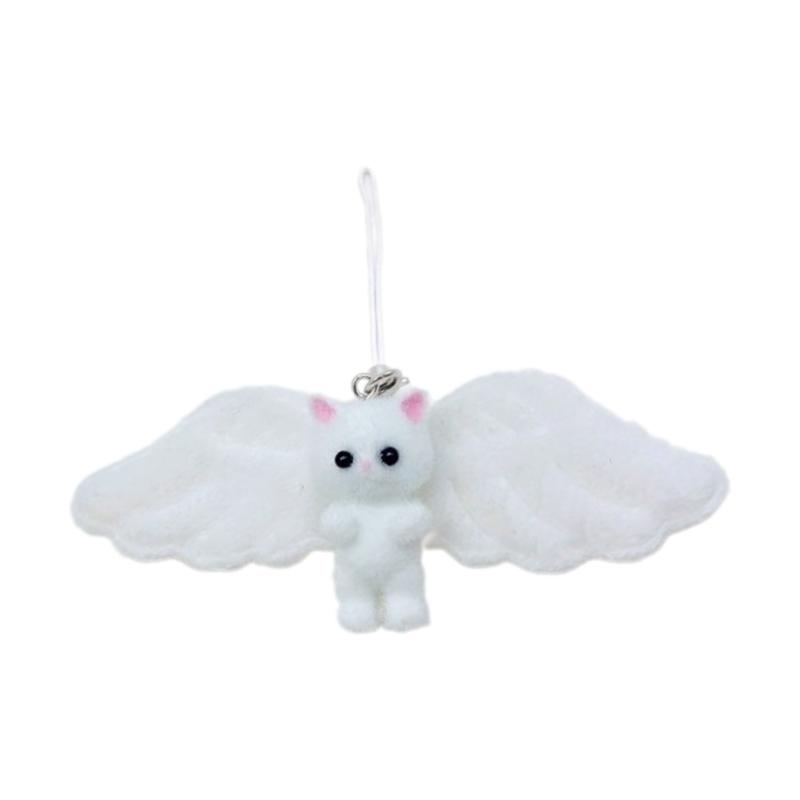 

Fashionable Cat Keychain Pendant 3D Cat Phone Charm Cartoon Animal Keyring for Bag Phones Earphones and Keychains белый