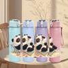 1PC Lying Relaxed Panda Pattern 750ml Color Plastic Sports Water Bottle Leakproof Flip Straw Lid Suitable for Sports Office Home Use