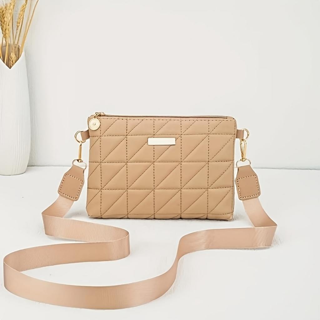 2025 Nová Módní Pruhovaná Kabelka přes Rameno/Crossbody, Vynikající Kovové Doplňky Zapínání na Zip, Multifunkční Cestovní Kvalitní Taška pro Každodenní Použití