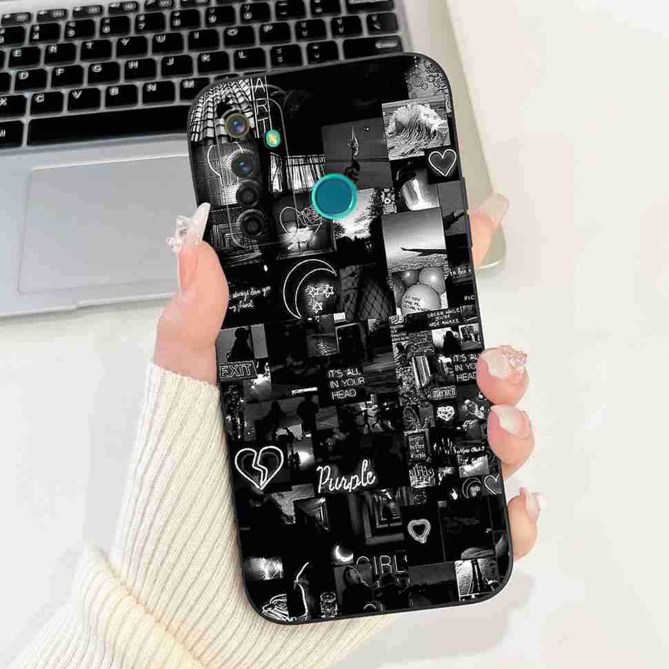 Für Realme 5 Pro Hülle Niedliche Panda-Blumen-Abdeckungen Weiche Silikonhüllen Für Realme 5 Realme5 Pro Stoßfeste Rückseite Fundas