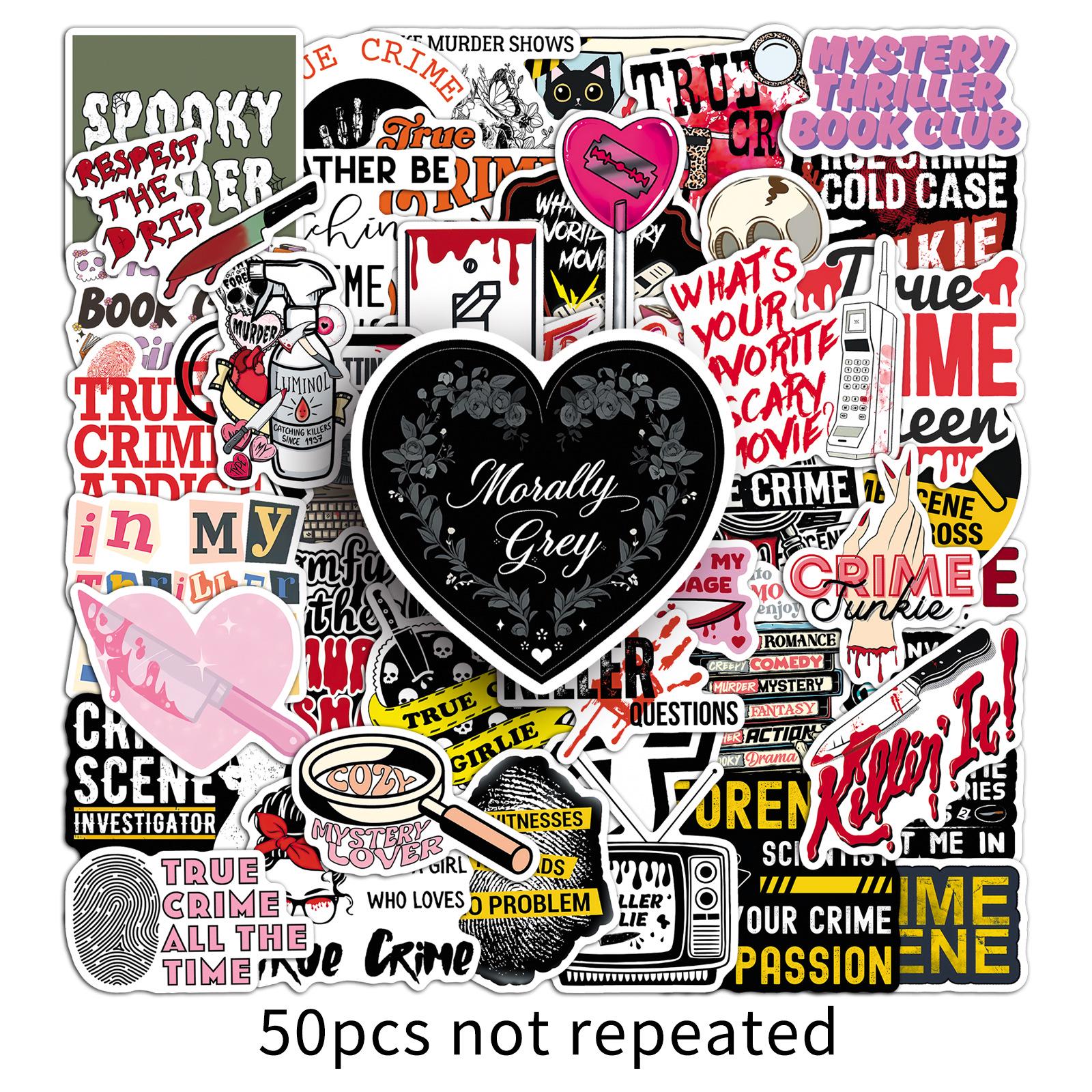 50-Pack Detective Mystery Case-Solving Stickers: Waterproof Crime Thriller Decor