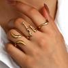 Minimalistischer Edelstahl Lava Unregelmäßiger Offener Ring für Damen Mode Metalllinie Tropfen Geometrische Ring-Sets Täglich Party Zirkon