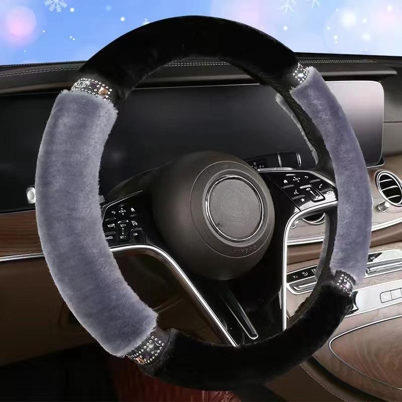 Universal 37-38Cm Diameter Soft Plush Rhinestone Car Steering Wheel Cover Interior Accessories Steering-Cover Car-styling