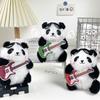 Adorable Panda Plush Toy With Guitar Keychain Cute Blush Panda Stuffed Animal