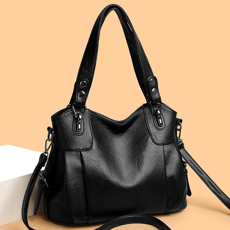 

Мягкая текстурированная кожаная сумочка с регулируемым ремешком Многофункциональная женская сумка через плечо 33cm×13cm×26cm чёрный