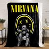 Nirvana Band Design printed Flannel blanket for bedroom, living room, sofa, and nap