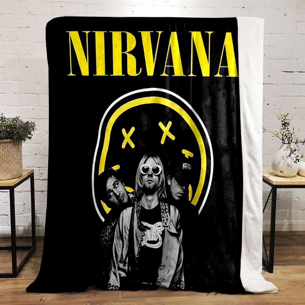Nirvana Band Design printed Flannel blanket for bedroom, living room, sofa, and nap