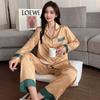 Ice Silk Pajamas Women's Spring And Autumn Thin Long Sleeved Trousers Two-piece Suit Sleepwear