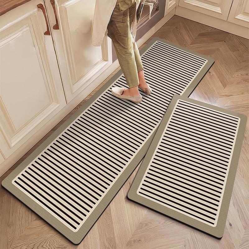Non-slip Kitchen Mat for Floor Minimalist Striped Long Strip Runner Rugs Oil-proof Waterproof Kitchen Carpet Washable Easy Clean