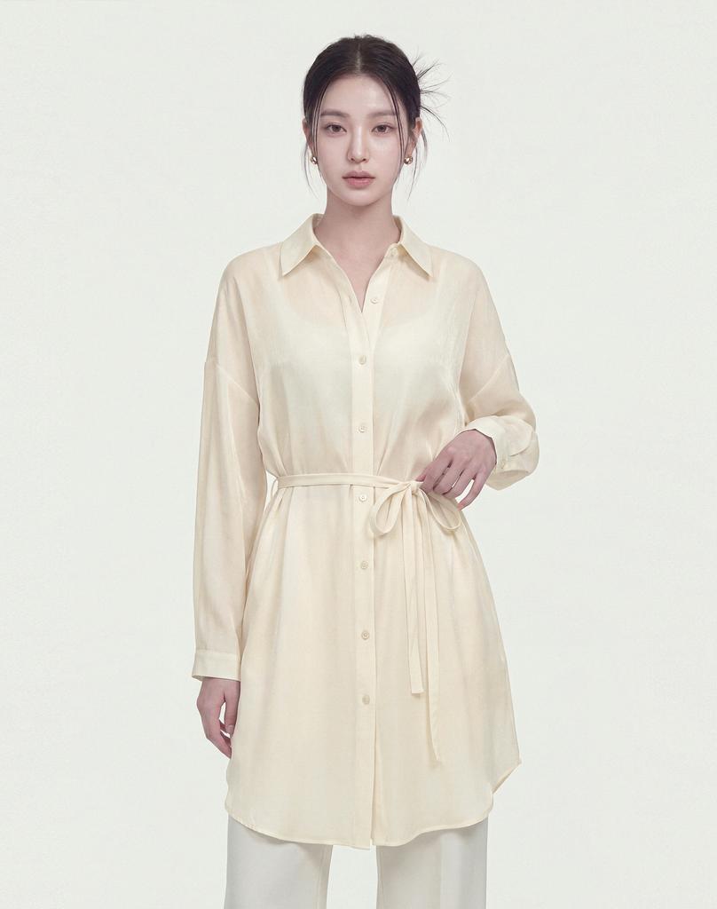 GIEMAR Collar Half Dress Ivory
