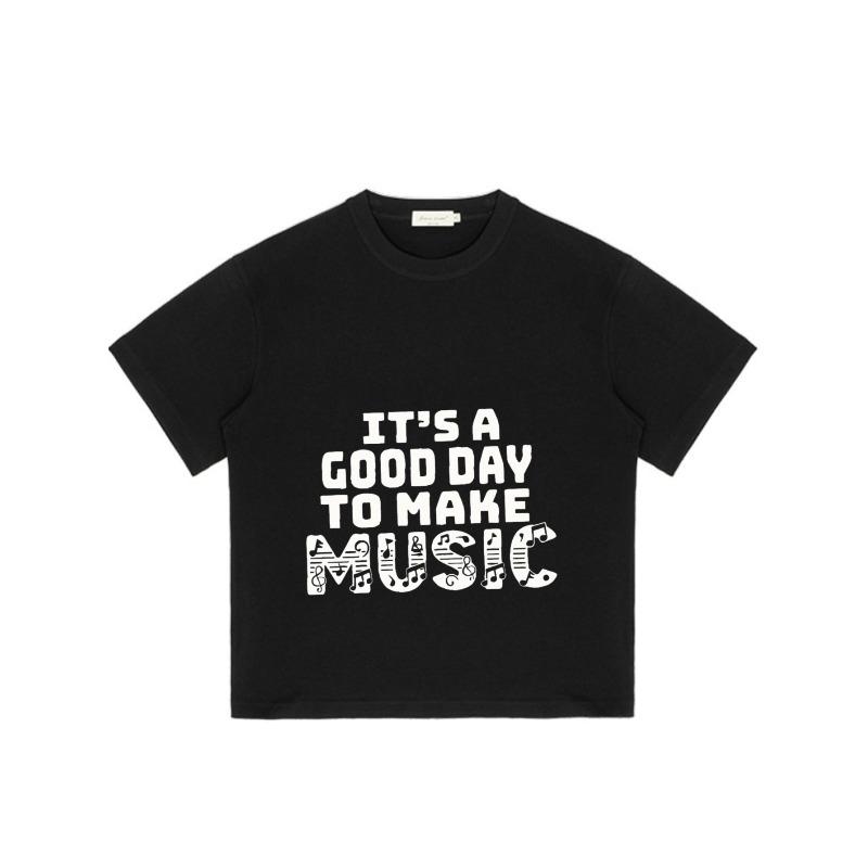 Oversized T-Shirt Black Its A Good Day To Make Music Musical Notes Print Casual Wear for Men and Women Music Lovers Streetwear Fashion
