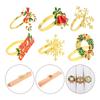 6Pcs/Set Alloy Gold Christmas Napkin Rings Napkin Holder Buckles for Xmas Wedding Thanksgiving Holiday Dinner Party Table Decor