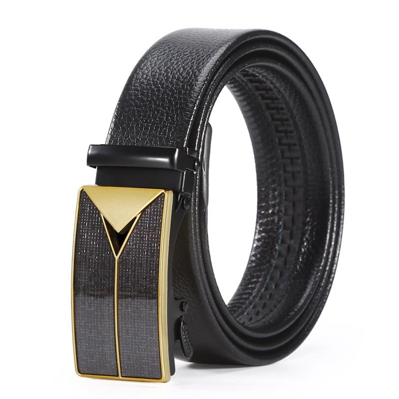 Herren Litschi Muster Automatik Schnalle Business Gürtel