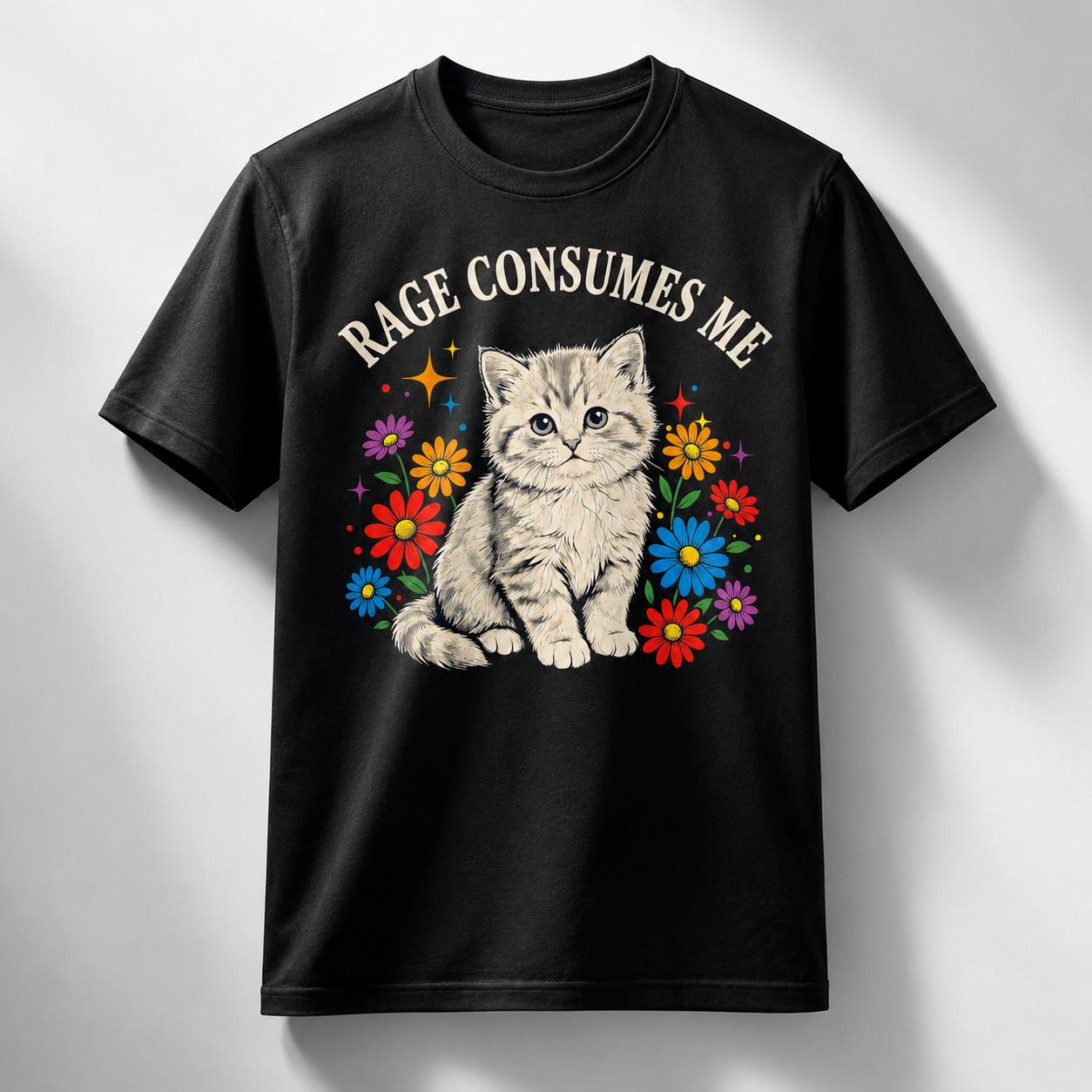 

Rage Consumes Me Cat Tabby Animals Mens T-Shirt Womens Graphic Tee Floral Art 5XL різнокольоровий