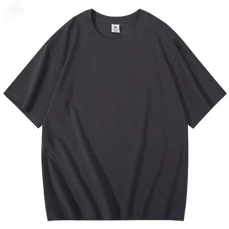 American 240G Heavy Cotton Short-Sleeved T-Shirt Men S Round Neck Loose And Versatile Men S Pure White Pure Black Bottoming Shirt S серый