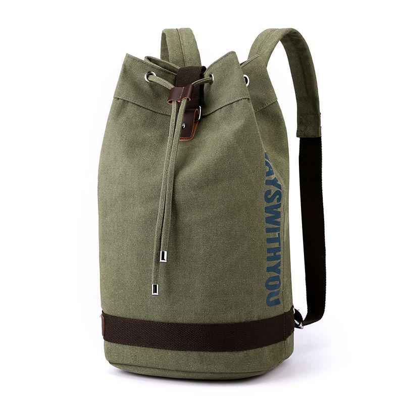 Men's Retro Canvas Drawstring Backpack - Student, Travel, Sports, Basketball Schoolbag