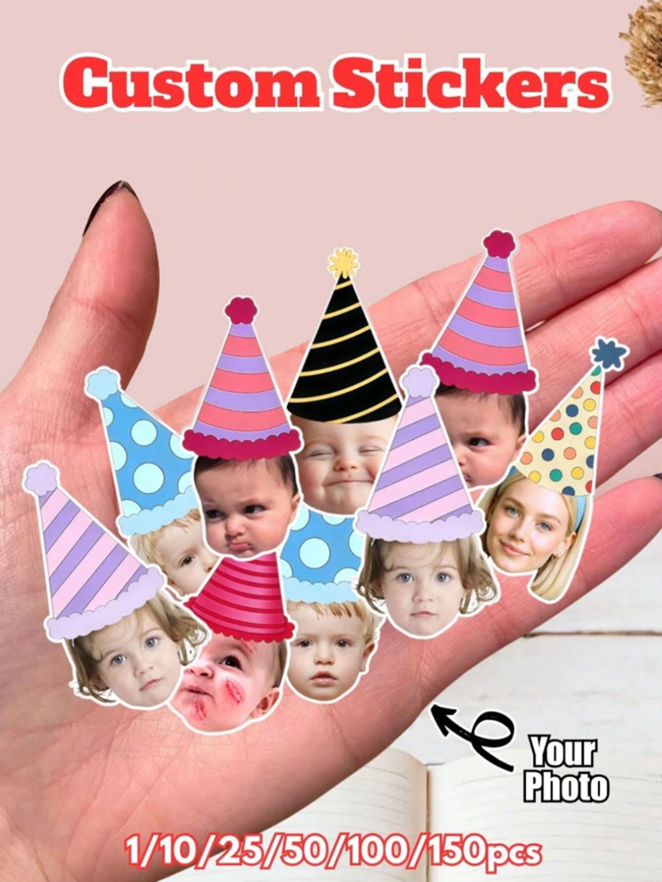 Customized photo stickers, personalized birthday party decoration stickers, personalized photo stickers 2inch/5.08cm
