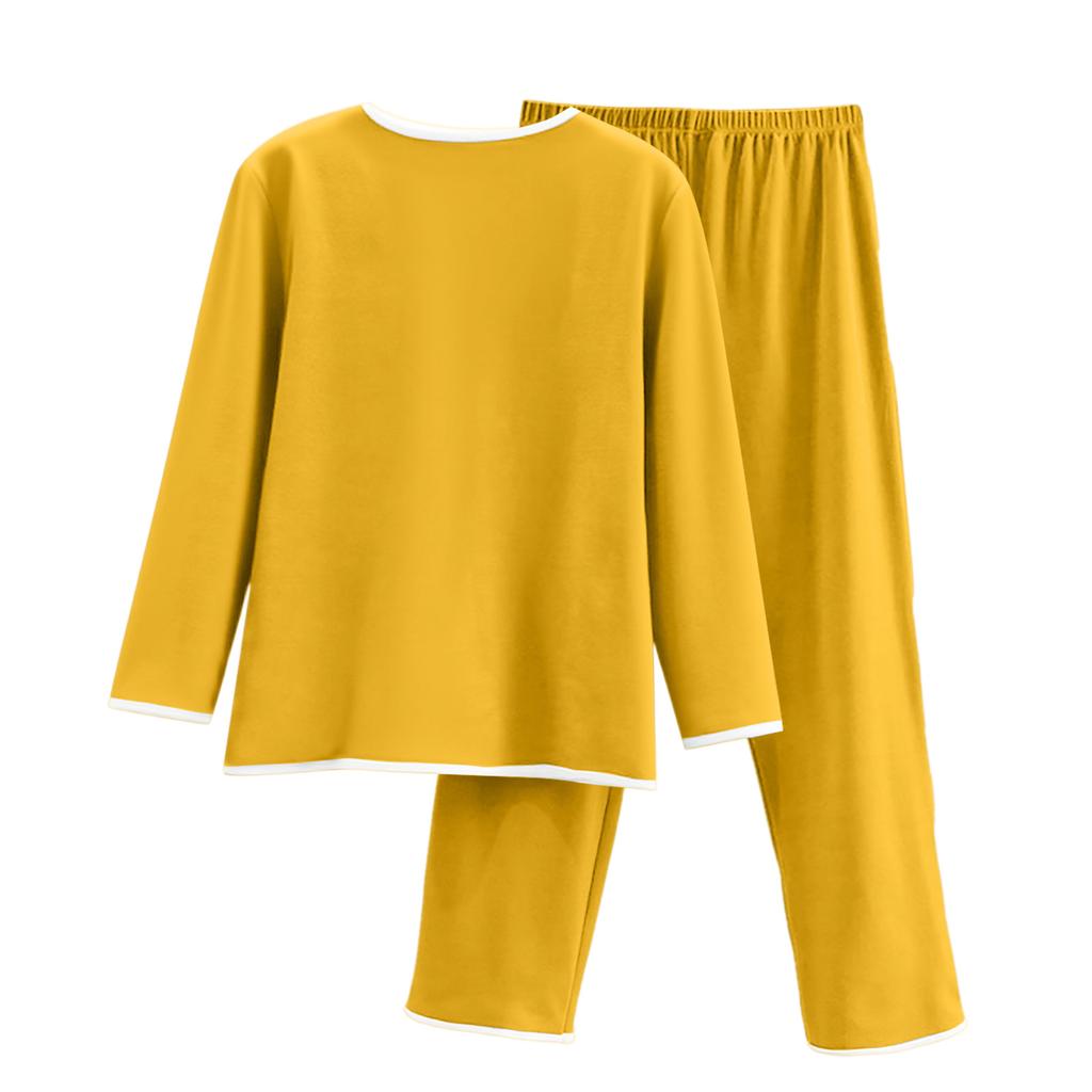 Ladies' Casual And Comfortable Long Sleeved Solid Color With Thick Velvet Sleepwear And Warm Pants Plus Size Set