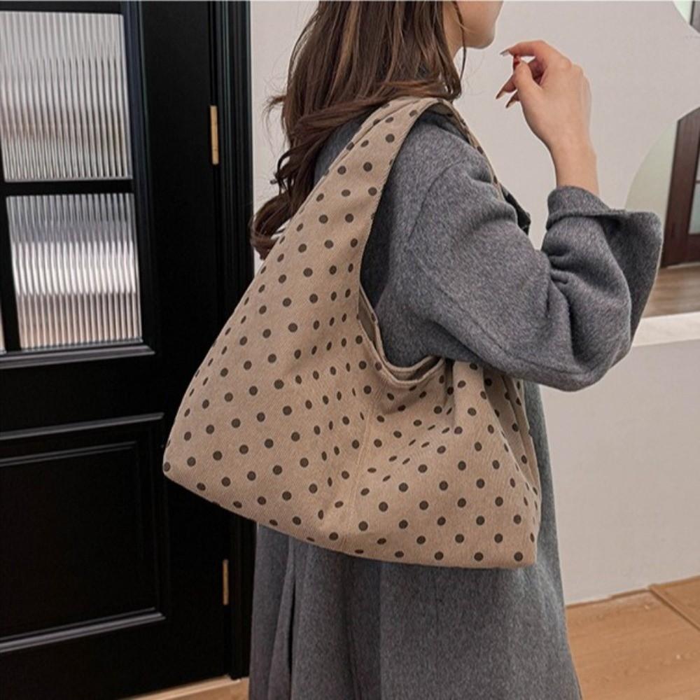 Borsa a Spalla in Tela Pratica Borsa a Mano Hobo di Grande Capacità Borsa Tote Casual a Pois per Ragazze