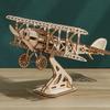 3D Wooden Puzzle Bi-Plane Aircraft Model Kits DIY Assembly 3D Puzzle for Adults Teens Brain Teaser Home Decor Crafts