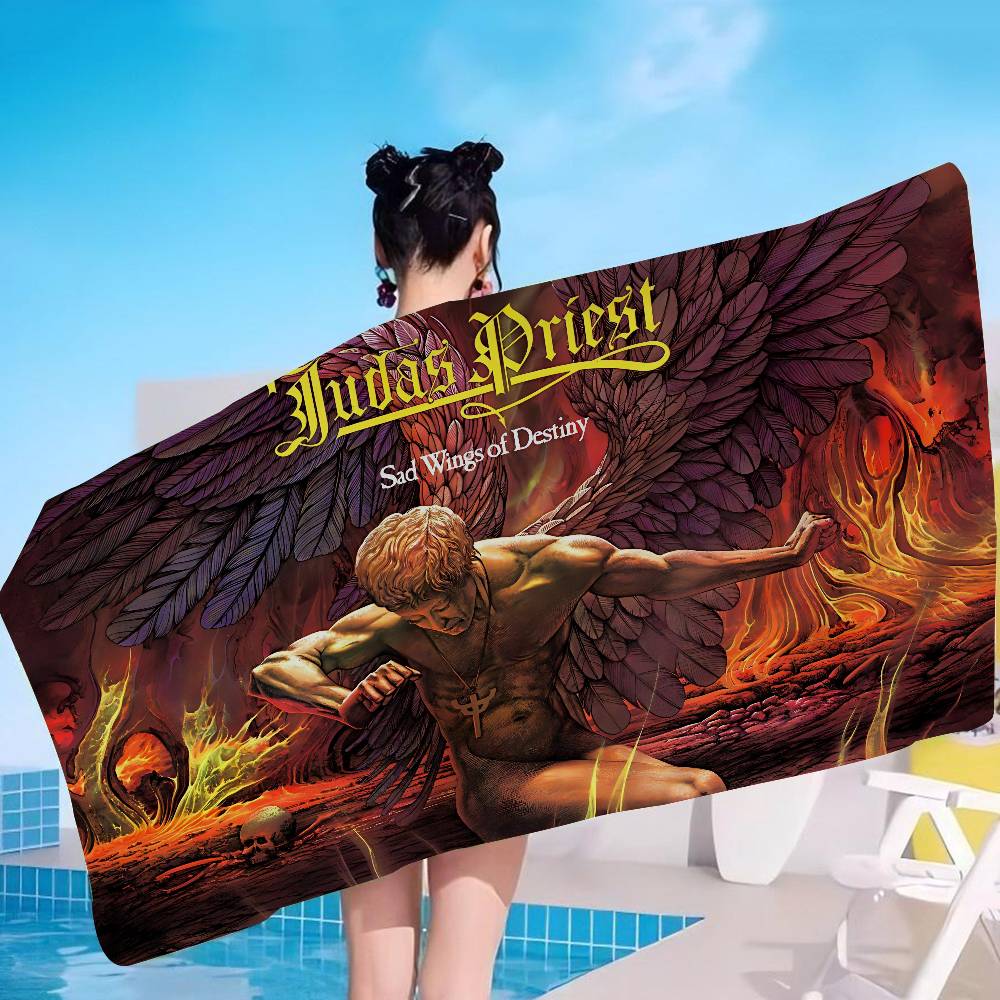 J-Judas Priest Rocková Kapela Anime Plážový Ručník Měkký Savý Žínka Dětské Dárky Pro Děti Cestování Kempování Posilovna