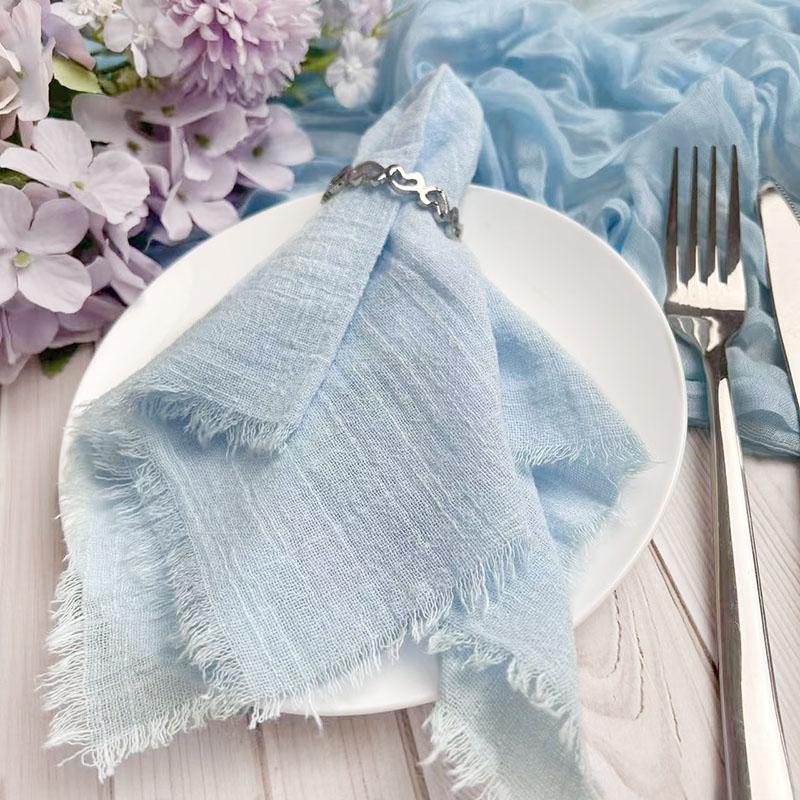 12pcs 40x40cm Dark Green Gauze Napkins 100% Soft Cotton Fabric Serviette Table Set Kitchen Tea Towels For Wedding Decorate