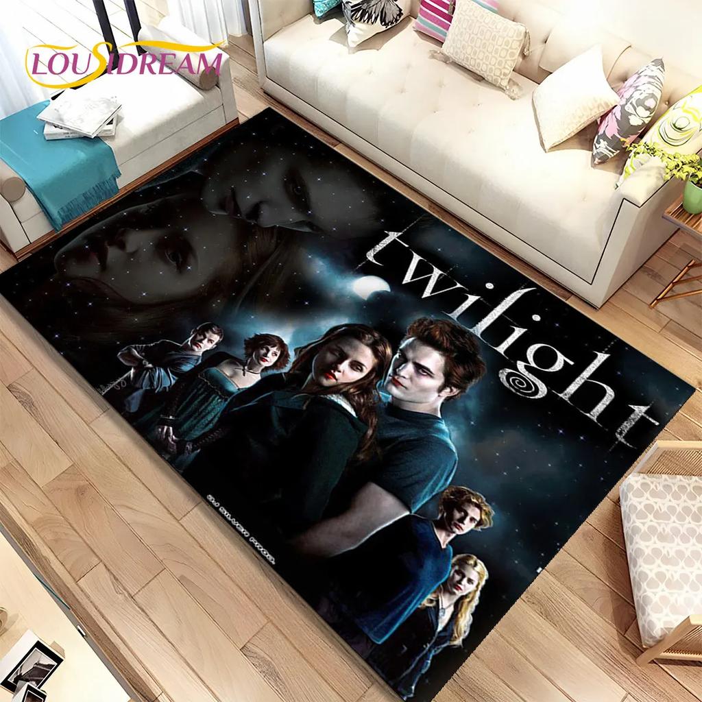 Tapete de Área Impresso em HD Saga Crepúsculo Grande, Tapete para Sala de Estar Quarto Sofá Capacho Decoração, Tapete de Chão Antiderrapante para Crianças
