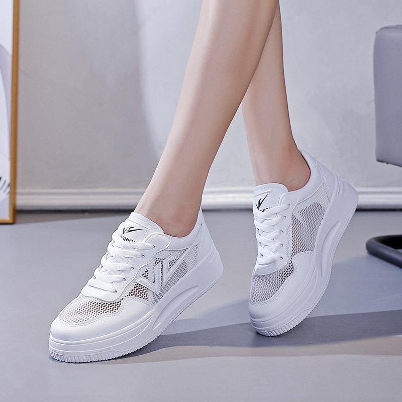 Summer new ins breathable mesh student board shoes platform mesh shoes Q 35 белый