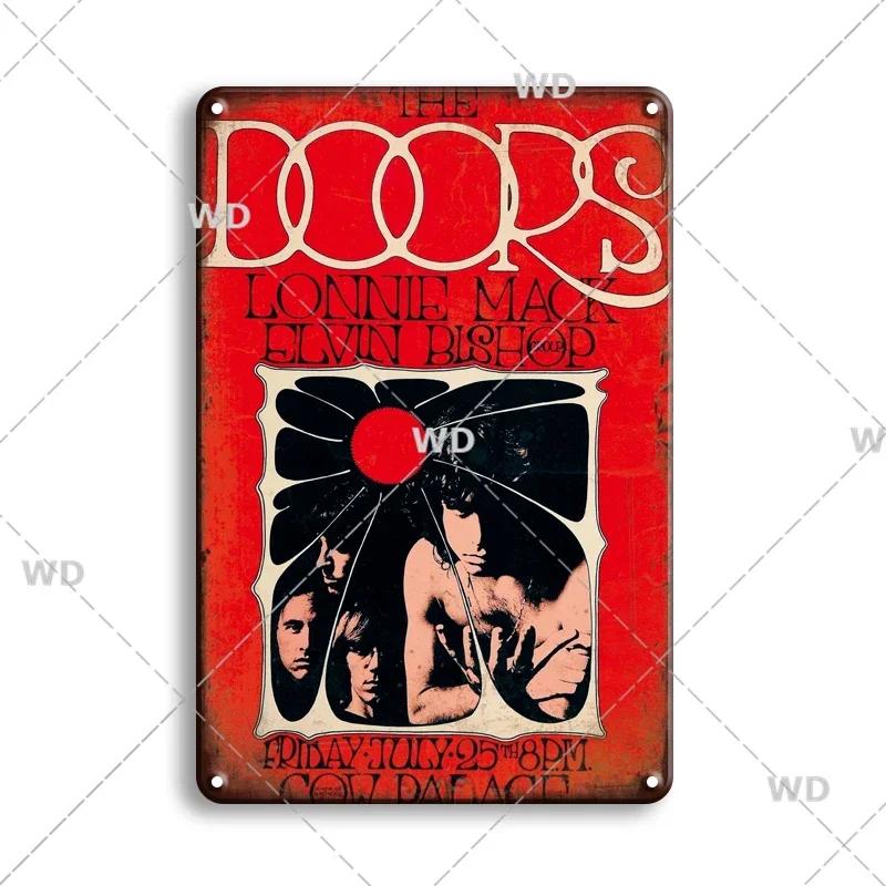 Retro Vintage Rock N Roll Band Metal Tin Sign - The Doors ZZTOP Queen Music Poster, Wall Decor Plaque Plate