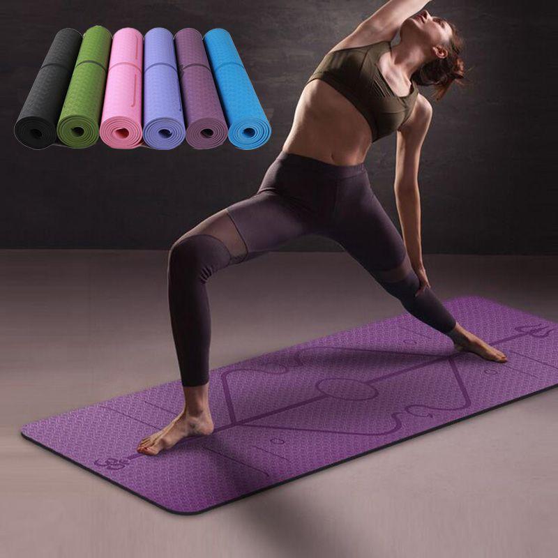 Mat 6mm Yoga Positie Lijn Antislip Tapijt Mat Beginner Milieu Fitness