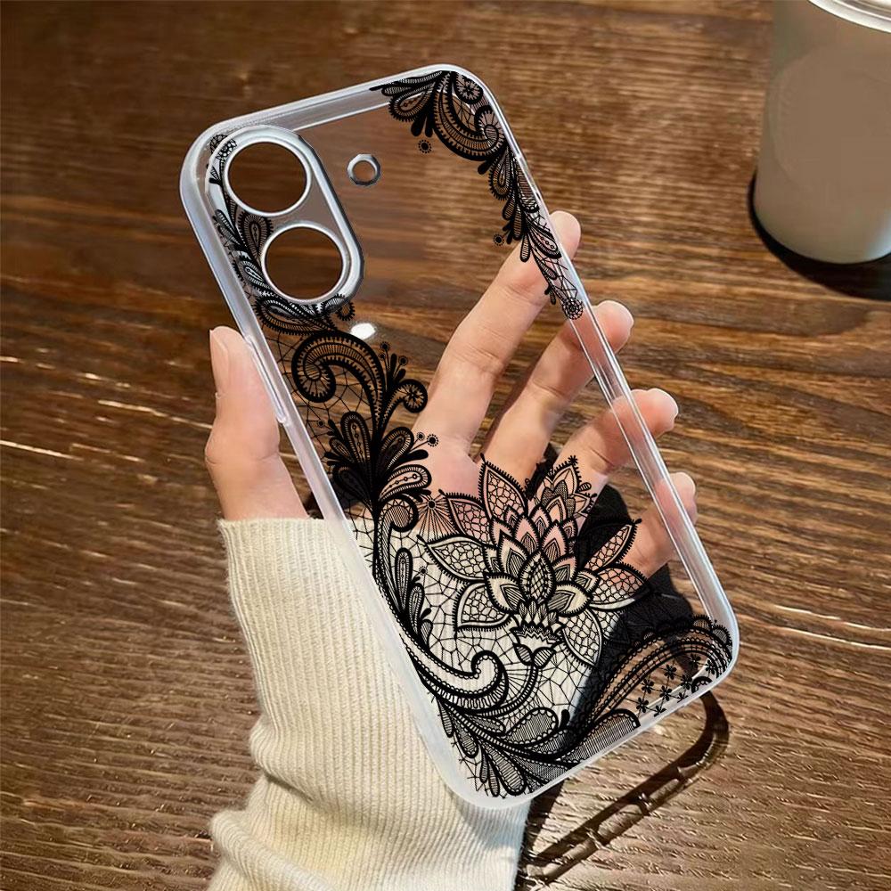 Romantic White Lace Phone Case For Xiaomi Redmi 13C 13 Note 13 12 11 10 8 Pro 10 9C 9A 10C 12C Flower Clear Transparent Cover