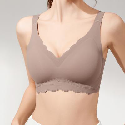 Sujetadores Deportivos para Mujer Sin Costuras de Una Pieza Cómodos Sin Aro de Acero Yoga Fitness Dormir Ropa Interior Recogidos Anti-caída Sujetador Push Up