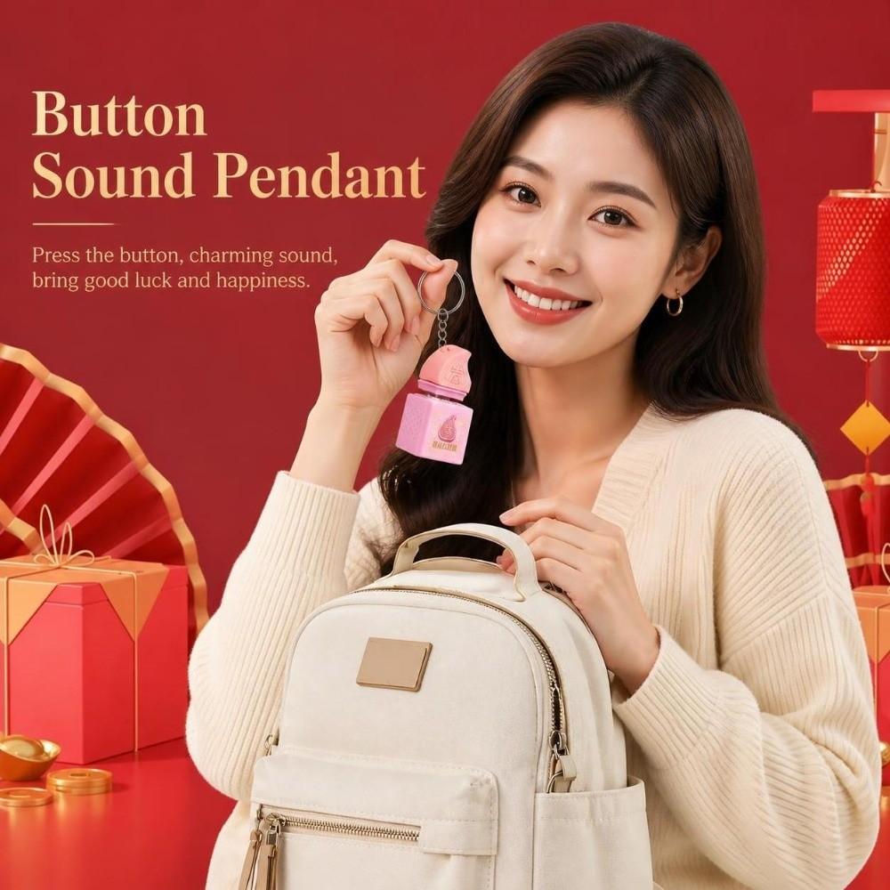 Light Up Voice Keychain Keyboard Clicker Button Sound Pendant Office Desk