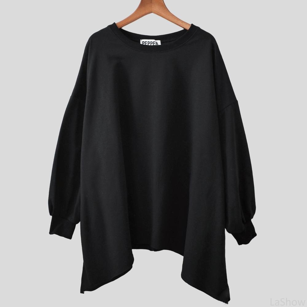 Autumn Winter Models Irregular High Scarf Collar Shirt T-shirt Sweater Women's Clothing