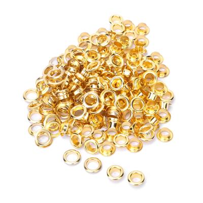 100 Stück 6 mm Messing doppelseitige Öse Hohlniete für Kleidung Tasche Gürtel Schuh(Gold )