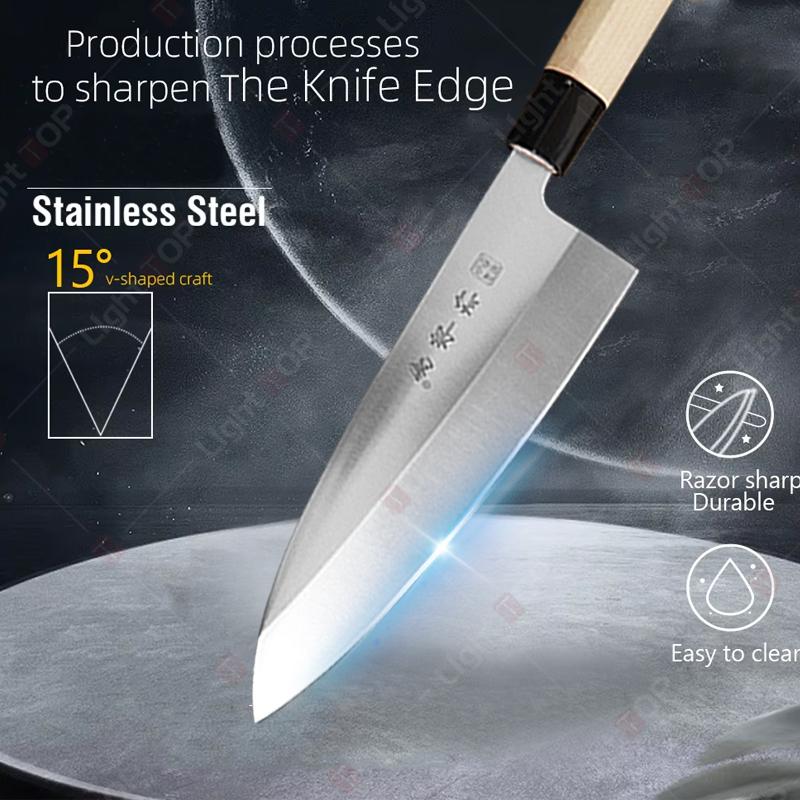 Japanese Professional Kitchen Knife Salmon Sashimi Knife Sharp Meat Cutting Fish Raw Knife Chef Knife Kitchen Accessories
