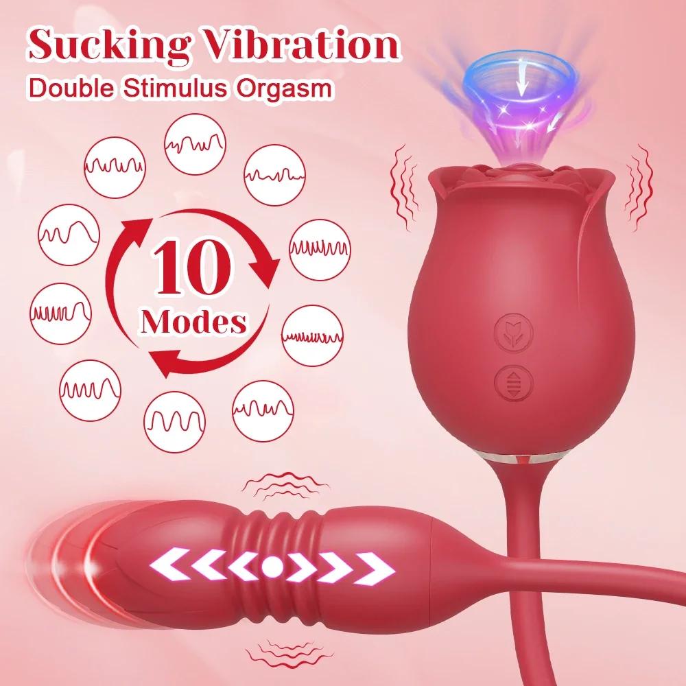 Rosen-Saugvibrator für Frauen Klitoris-Stimulator G-Punkt Stoß-Dildo Vibrator Weiblicher Masturbator Massage Erwachsenes Sexspielzeug