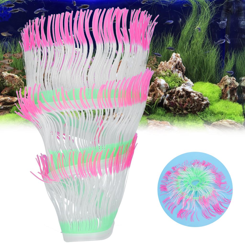 Artificial Anemone Coral Silicone Simulation Water Plant Aquarium Fish Tank Decoration MPink