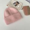 Korean Style Rabbit Fur Blend Knitted Hat – Stylish, Loose-Fit, Large Head Circumference, Warm Wool for Autumn & Winter.