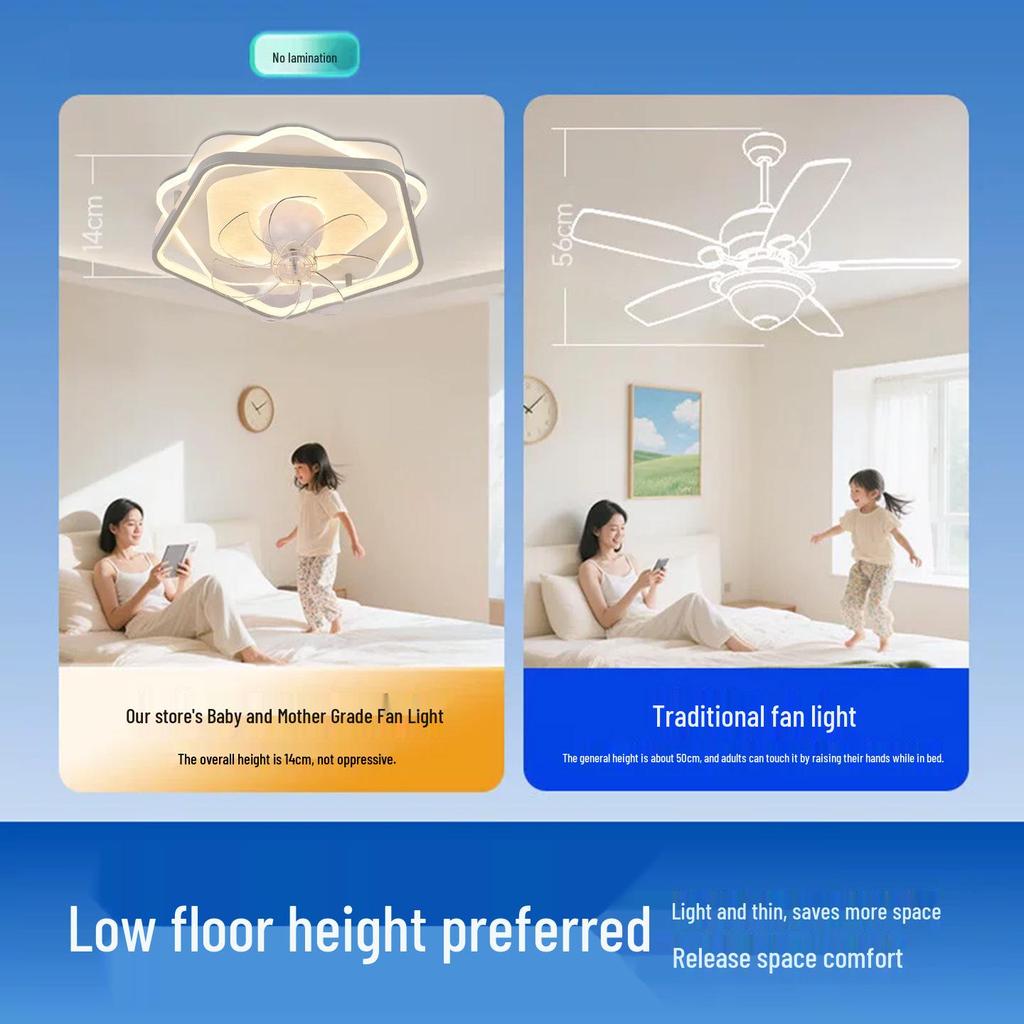 Smart Silent Ceiling Fan Light with Variable Frequency for Modern Bedrooms