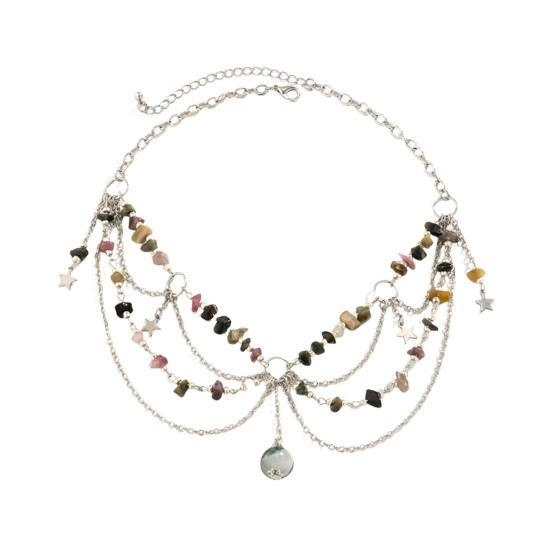 Women Necklace Multi Layer Chain Imitation Pearls Decor Butterflies Charm Choker Necklace Adjustable Length Neck Jewelry