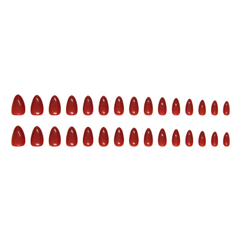 Red Solid Color Reusable False Nails - Removable Nail Art & Stickers