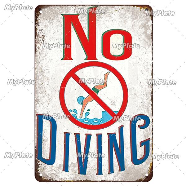 [MyPlate] Vintage Varning Haj Hav Strand Poster Metallskylt Plåt Zinkskylt Vägg Hantverk Dekor För Hem Plakett