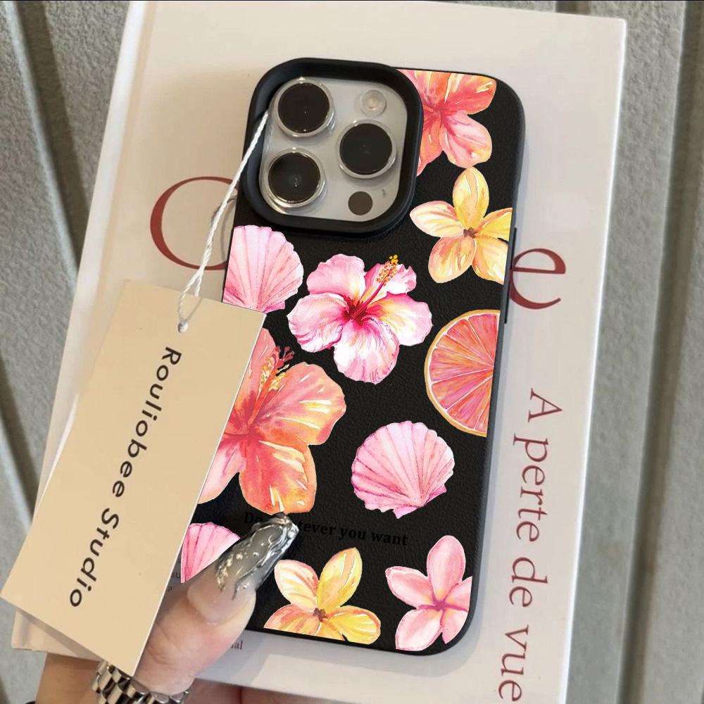 HOT Luxury Gardenia Lily Lichee leather pattern Phone Case For Redmi Note 14 13 12 11 10 9 8 Pro Plus 4G 5G Shockproof Cover