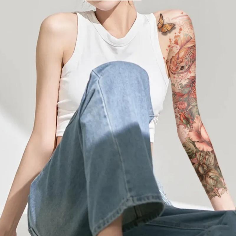 1pc Large Temporary Tattoos for Women Leg Tattoo Sexy Body Painting Cat Wolf Fox Anime Skull Fake Tattoo Stickers Water Transfer