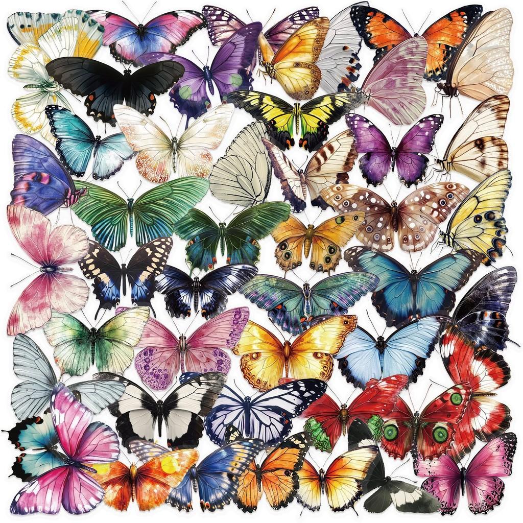 50PCS Transparent Elegant Butterfly Sticker Pack - Waterproof Clear PET for Scrapbook, Guitar Decor RecordingYourLife Store