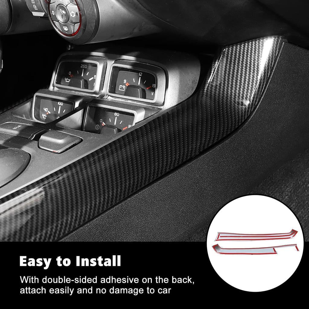 RT-TCZ Carbon Fiber Center Console Gear Shift Panel Side Trim Cover Interior Accessories Decoration for Chevrolet Camaro 2010-2015