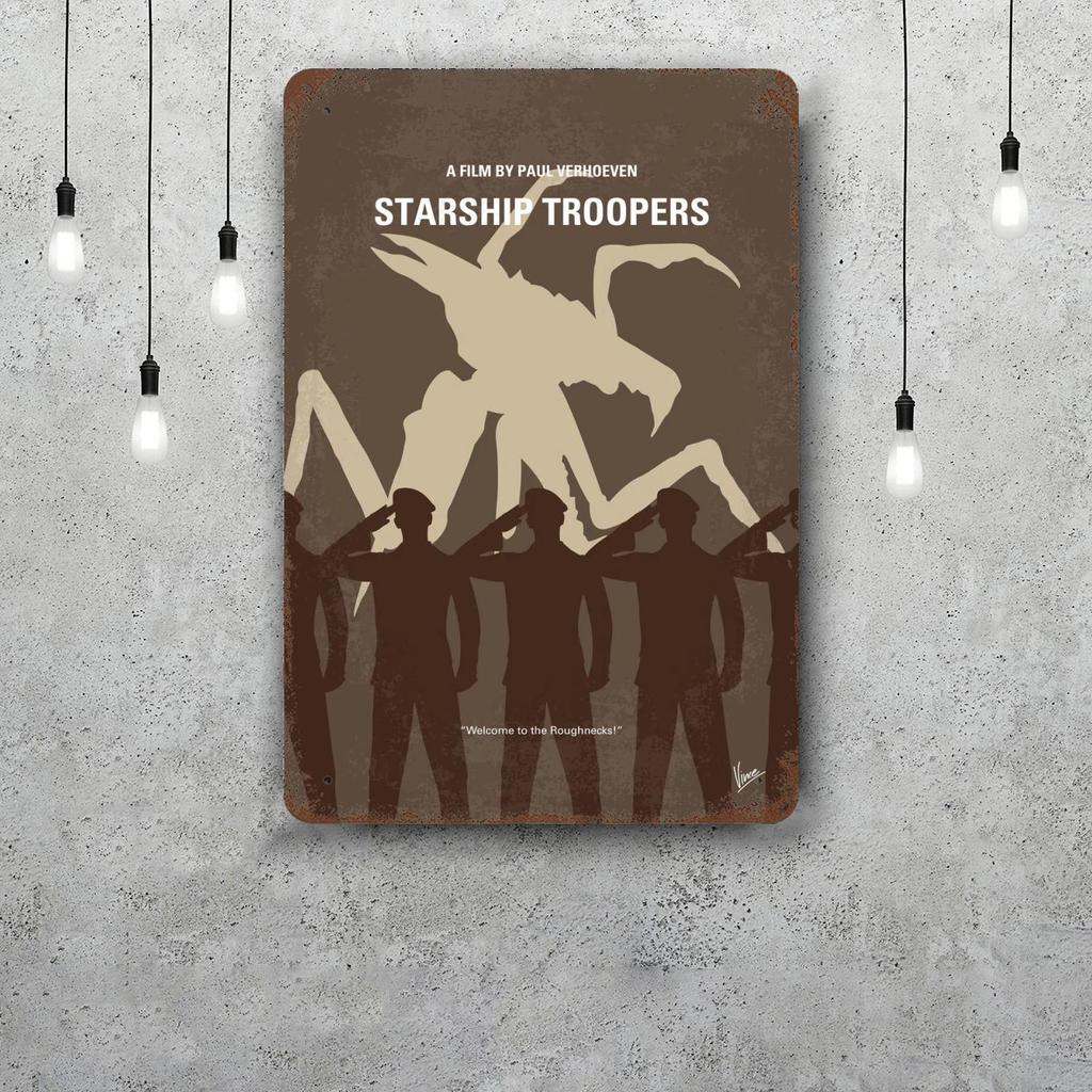 Starship Troopers Minimal Decor Poster Vintage Tin Sign Metal Sign Decorative Plaque for Pub Bar Man Cave Club Wall Decoration