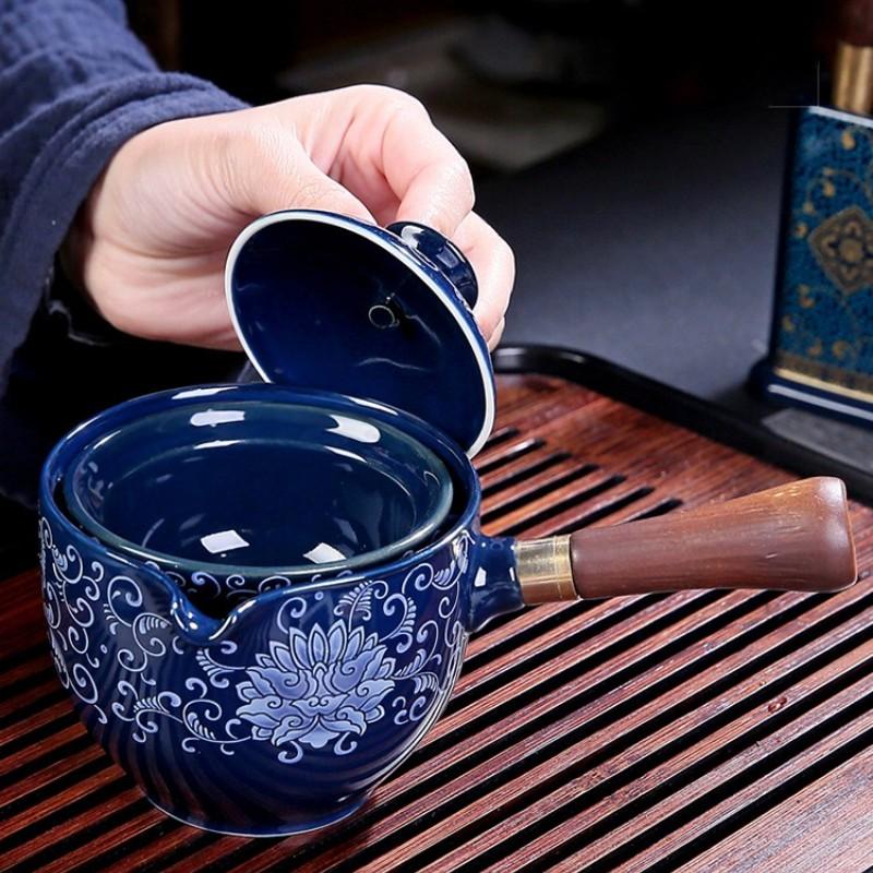 

Новый стиль керамический стеклянный чайник китайский чайник Gongfu вращающийся на 360 градусов автоматический одинарный чайник для чая
