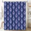 Blue Damask Shower Curtain Set Bathroom Decor Waterproof Fabric 2